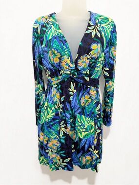 Lilly Pulitzer Bridgette dress small NWT blue wild, tropical twist long sleeve